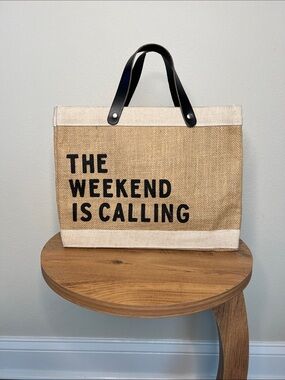 Santa Barbara Design Studios Weekend Canvas Tote Bag in Tan with Black Handles